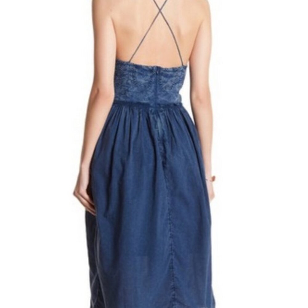 Lucky Brand Schiffly Embroidered Crisscross Strap Bib Dress - Picture 2 of 13
